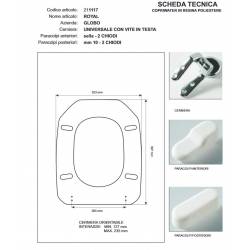 Copriwater Globo  ROYAL  BIANCO  Cerniera Cromo-Sedile-Asse