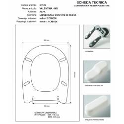 Copriwater Alfa VALENTINA-MB BIANCO Cerniera Cromo-Sedile-Asse Wc