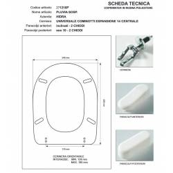 Copriwater Hidra PLUVIA SOSP.  BIANCO Cerniera Cromo-Sedile-Asse Wc