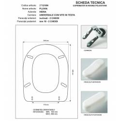 Copriwater Hidra PLUVIA  BIANCO Cerniera Cromo-Sedile-Asse Wc