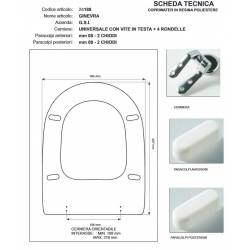 Copriwater G.S.I GINEVRA BIANCO Cerniera cromo-Sedile-Asse Wc