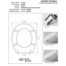 Copriwater Cielo PLANET BIANCO Cerniera Cromo-Sedile-Asse Wc