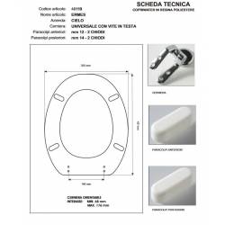 Copriwater Cielo ERMES BIANCO Cerniera Cromo-Sedile-Asse Wc