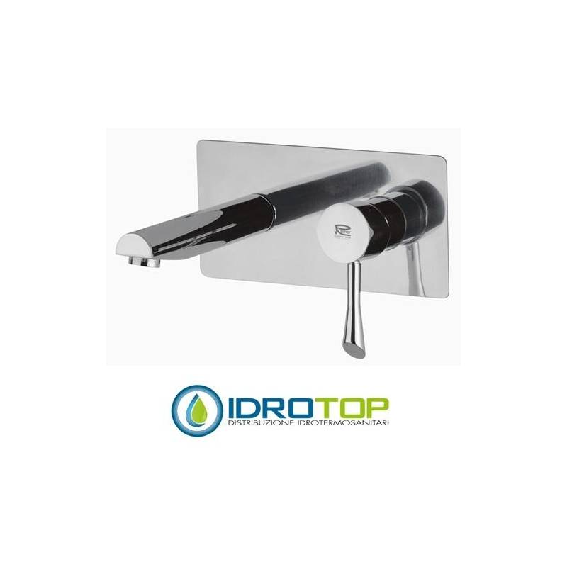Miscelatore JAZZ LAVABO con piastra in ottone cromato e bocca minimal Cromato Remer
