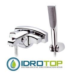 Miscelatore ATMOS VASCA  monocomando esterno, con rosone ad arco "full cover" e con set doccia duplex "torch". cromo Remer