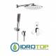 SET Doccia ATMOS DOCCIA braccio con soffione minimale anticalcare diam 30. saliscendi con doccetta touch e flessibile cromo Reme