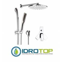 SET Doccia ATMOS DOCCIA braccio con soffione minimale anticalcare diam 30. saliscendi con doccetta touch in abs... cromo Remer