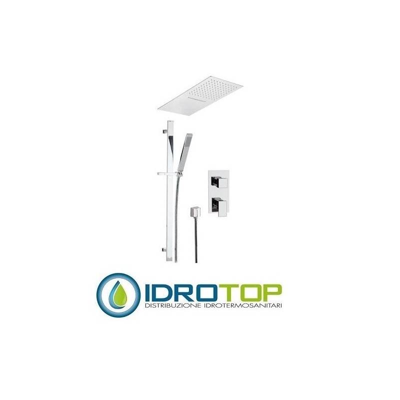 Set doccia FLASH Soffione, parete normale o cascata, Presa acqua, doccetta, flessibile,miscelatore  presa acqua quad. cromo Reme
