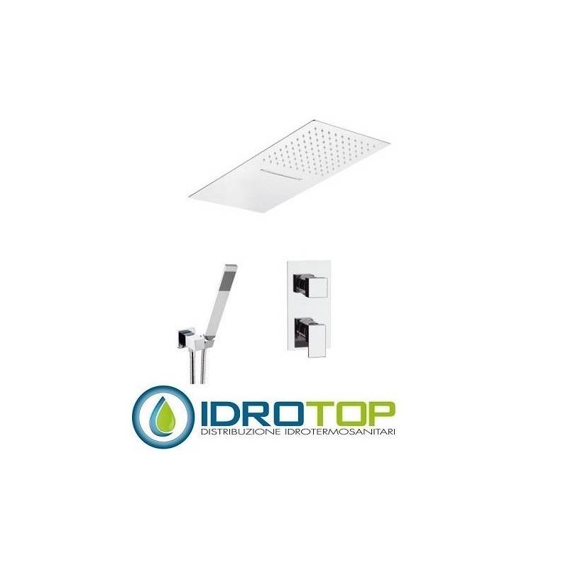 Set doccia FLASH Soffione, parete normale o cascata, Presa acqua, doccetta, flessibile,miscelatore cromo Remer