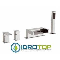 Miscelatore FLASH VASCA con deviatore, bocca a cascata e doccetta in ottone cromo Remer