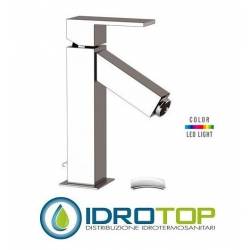 Miscelatore Q-COLOR LAVABO con scarico troppopieno e luce led Cromo Remer
