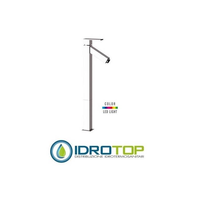 Miscelatore Q-COLOR LAVABO  monocomando alto LXL senza scarico con luce led Cromo Remer
