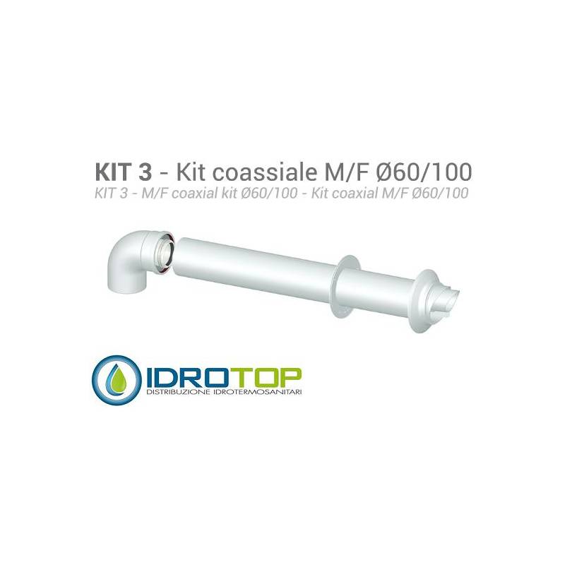 Kit Coassiale per Argo-Baxi-Roca-Viessmann Esterno D.100:ALLUMINIO/ACCIAIO Interno D.60:POLIPROPILENE