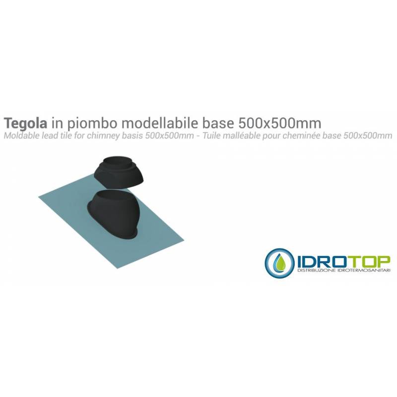 TEGOLA IN PIOMBO MODELLABILE Base 500x500mm per tetti inclinati 20-50 gradi Esterno D.100:ALLUMINIO/ACCIAIO Interno D.60:POLIPRO