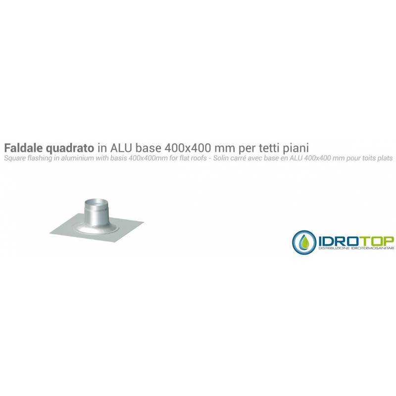 FALDALE QUADRATO IN ALU Base 400x400mm per tetti piani Esterno D.100:ALLUMINIO/ACCIAIO Interno D.60:POLIPROPILENE