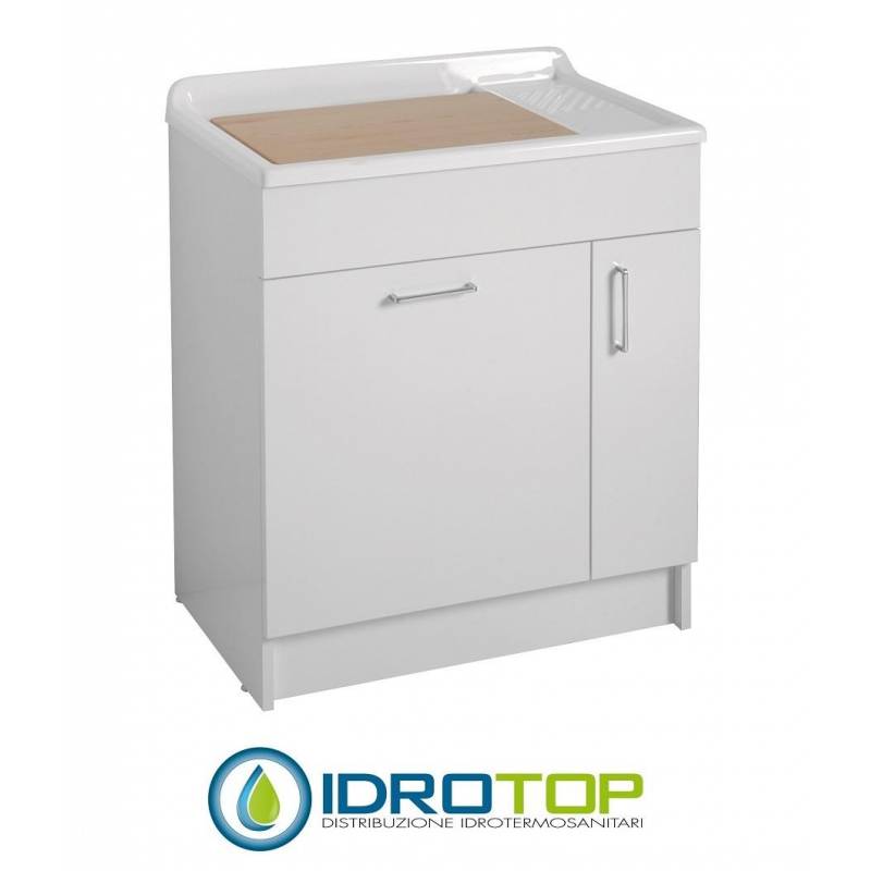 Lavatoio  LINDO 75X50, lavapanni con mobile con cesto portabiancheria