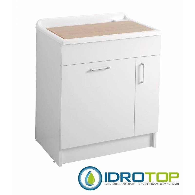 Lavatoio con mobile LINDO MAX 75X50 completo di cesto portabiancheria, Colavene 