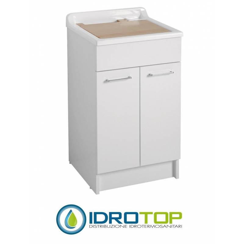 Lavatoio JOLLYWASH 50X50, Lavapanni con mobile e cesto portabiancheria Colavene 