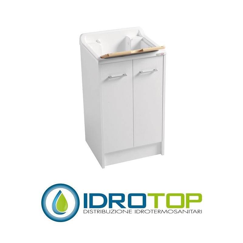 Lavapanni 50X50,vasca in Abs metacrilato lucido,asse in legno,sifone BIANCO Colavene