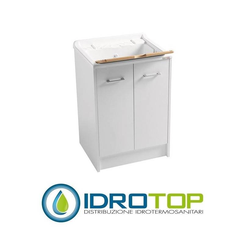 Lavapanni 60X50,vasca in Abs metacrilato lucido,asse in legno,sifone BIANCO Colavene