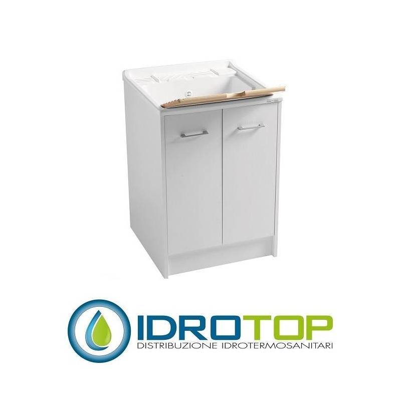 Lavapanni 60X60,vasca in Abs metacrilato lucido,asse in legno,sifone BIANCO Colavene