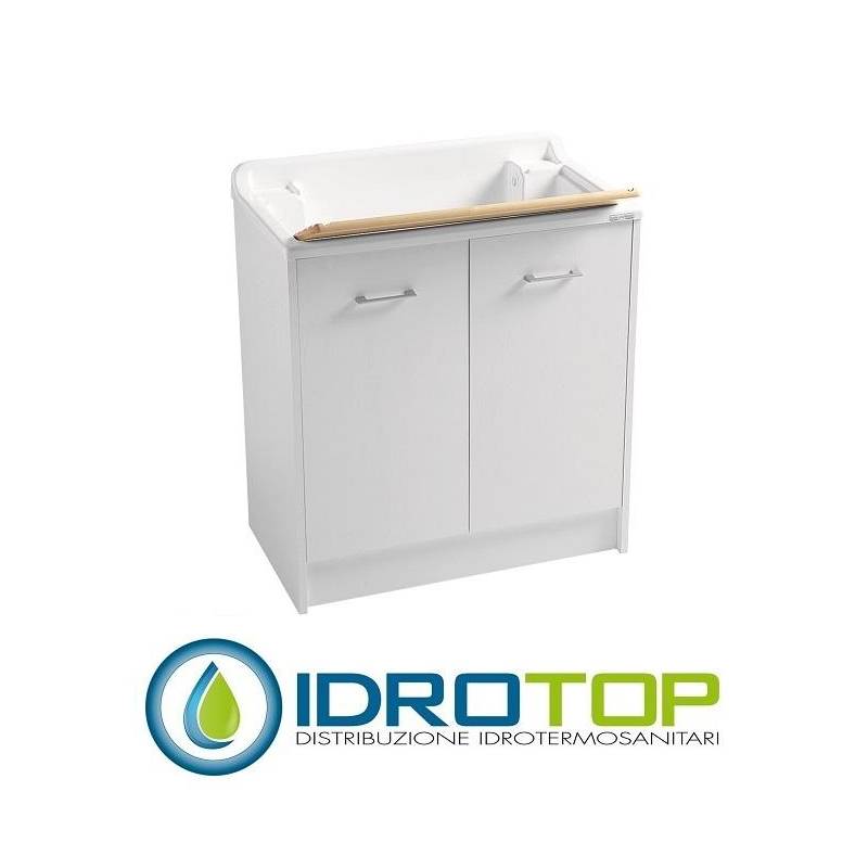 Lavapanni 80X45,vasca in Abs metacrilato lucido,asse in legno,sifone BIANCO Colavene