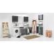 Lavatoio Portalavatrice DUO 106X50,asse in legno,sifone,vasca DX metacrilato senza cesto portabiacheria BIANCO Colavene