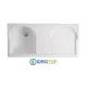 Lavatoio Portalavatrice DUO 106X60,cesto portabiancheria,asse in legno,sifone,vasca SX metacrilato BIANCO Colavene