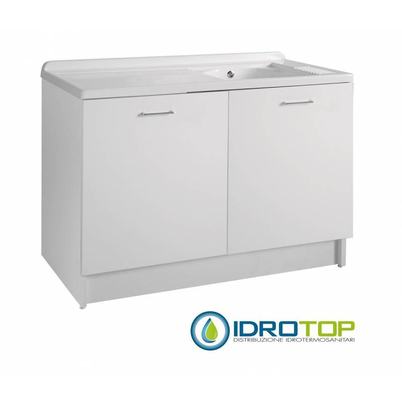 Lavatoio Portalavatrice ACTIVE WASH VASCA DX 130X65 con bocchette di aspirazione,pompa acqua,sensore,display elettronico BIANCO 