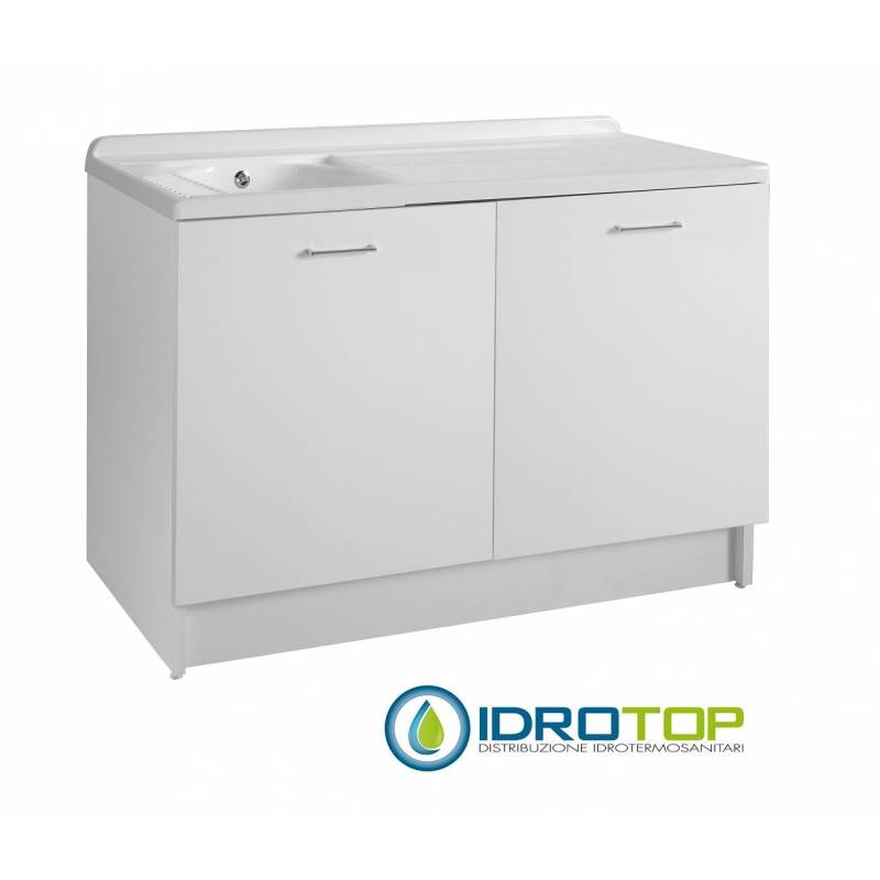 Lavatoio Portalavatrice ACTIVE WASH VASCA SX 130X65 con bocchette di aspirazione,pompa acqua,sensore,display elettronico BIANCO 