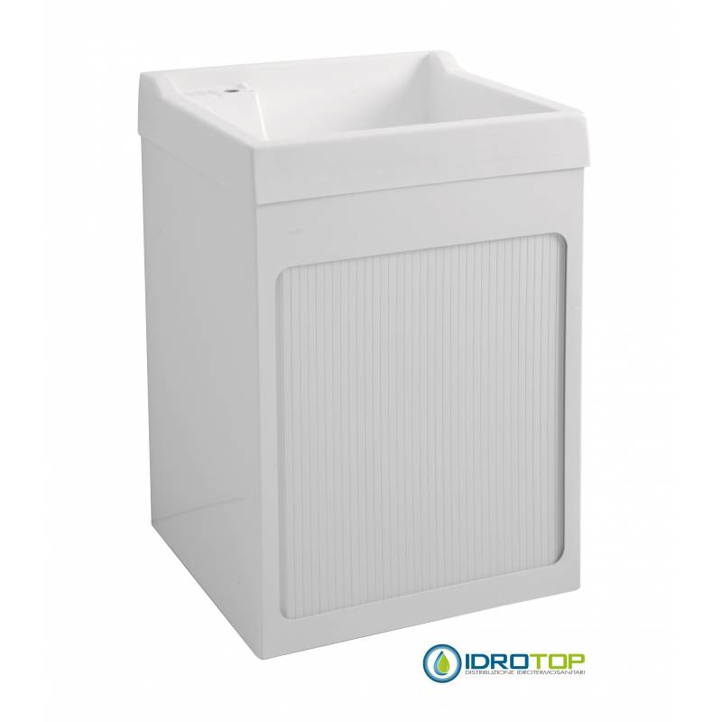Mobile per esterno LAVACRIL ON con vasca singola e BOX 72X68 contenitore,lavabo ABS metacrilato,serranda laterale BIANCO Cola