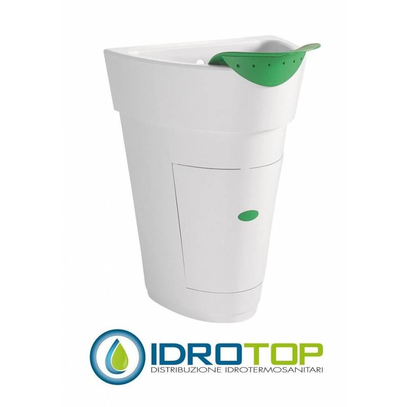 Lavatoio 60X50 LAVAPANNI POT BIANCO a FORMA DI FOGLIA vano porta oggetti BIANCO