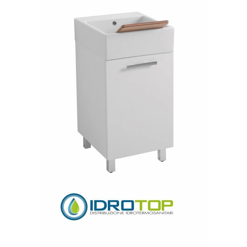 Lavabo 45X50 con MOBILE 45X50,sifone,piletta,troppopieno e fissaggio per lavabo BIANCO Colavene