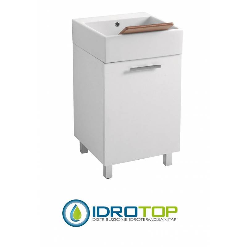 Lavabo 50X50 con MOBILE ,sifone,piletta,troppopieno e fissaggio per lavabo BIANCO Colavene
