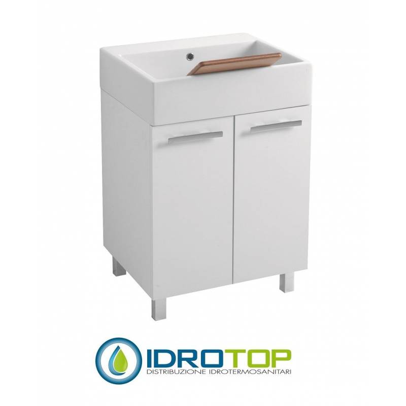 Lavabo 60X50 con MOBILE serie Vola  ,BIANCO Colavene