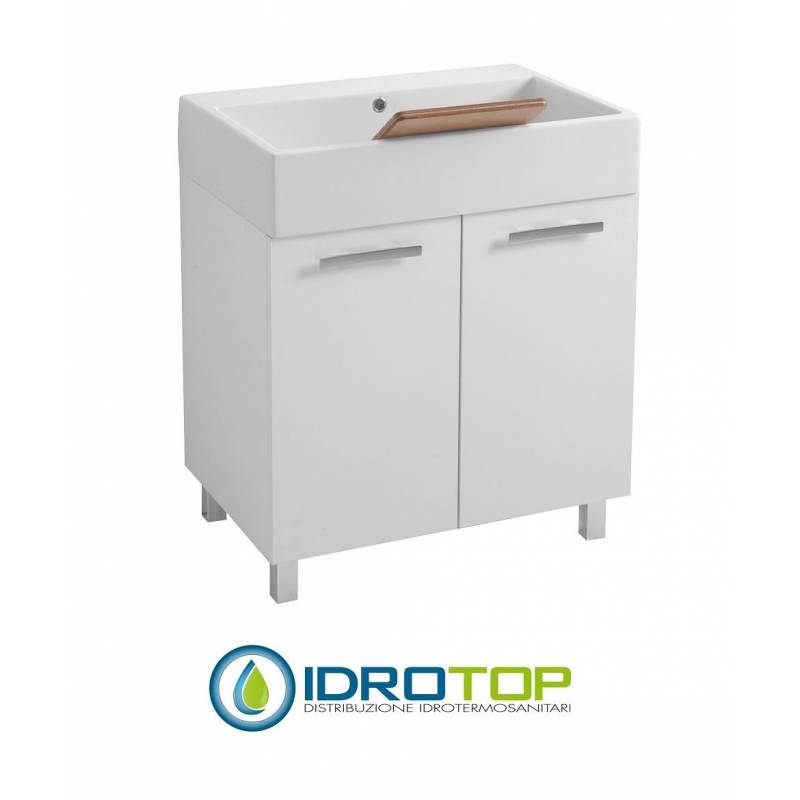 Lavabo 75X50 con MOBILE ,sifone,piletta,troppopieno e fissaggio per lavabo BIANCO Colavene