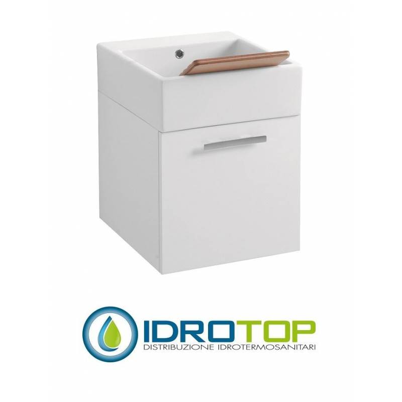 Lavabo 45X50 con MOBILE SOSPESO,sifone,piletta,troppopieno e fissaggi per lavabo BIANCO Colavene
