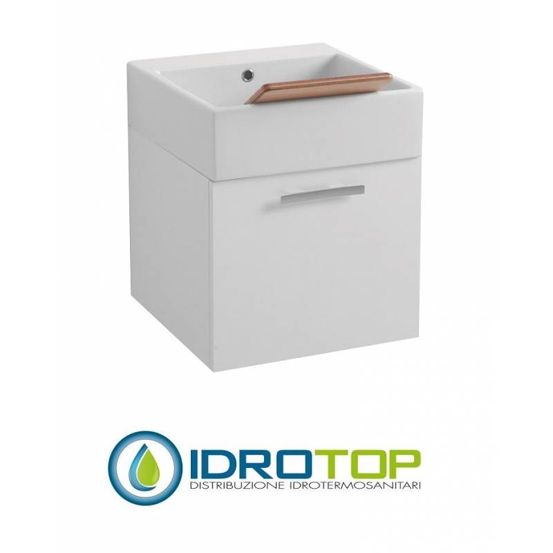 Lavabo 50X50 con MOBILE SOSPESO,sifone,piletta,troppopieno e fissaggi per lavabo BIANCO Colavene