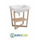 Lavabo 70X50 in Ceramica TRIX con struttura in legno,sifone,piletta,troppopieno,fissaggi per lavabo FRASSINO Colavene