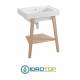 Lavabo 70X50 in Ceramica TRIX con piedi in legno,sifone,piletta e troppopieno,fissaggi per lavabo FRASSINO Colavene