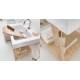 Lavabo 70X50 in Ceramica TRIX con piedi in legno,sifone,piletta e troppopieno,fissaggi per lavabo FRASSINO Colavene