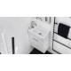 Lavabo 35X35 MINI SX con MOBILE TERRA e lavabo Ceramica,sifone,piletta,troppopieno,fissaggi,apertura sx BIANCO Colavene