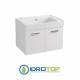 Lavabo  70X50 in Ceramica TRIX con MOBILE 2 ante SOSPESO,piedini,maniglie in acciaio cromato,fissaggi BIANCO Colavene