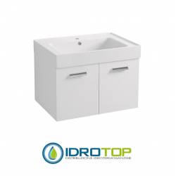 Lavabo  70X50 in Ceramica TRIX con MOBILE 2 ante SOSPESO,piedini,maniglie in acciaio cromato,fissaggi BIANCO Colavene