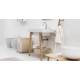 Lavabo  70X50 in Ceramica TRIX con MOBILE 2 ante SOSPESO,piedini,maniglie in acciaio cromato,fissaggi BIANCO Colavene