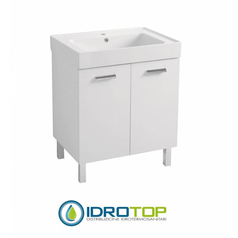 Lavabo 70X50 in Ceramica TRIX con MOBILE ,sifone,piletta e troppopieno,fissaggi per lavabo BIANCO Colavene