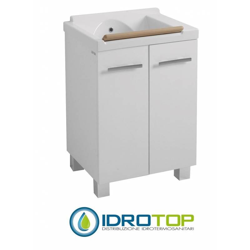 Lavatoio 60X50 CYLI lavapanni BIANCO -asse in legno - Colavene