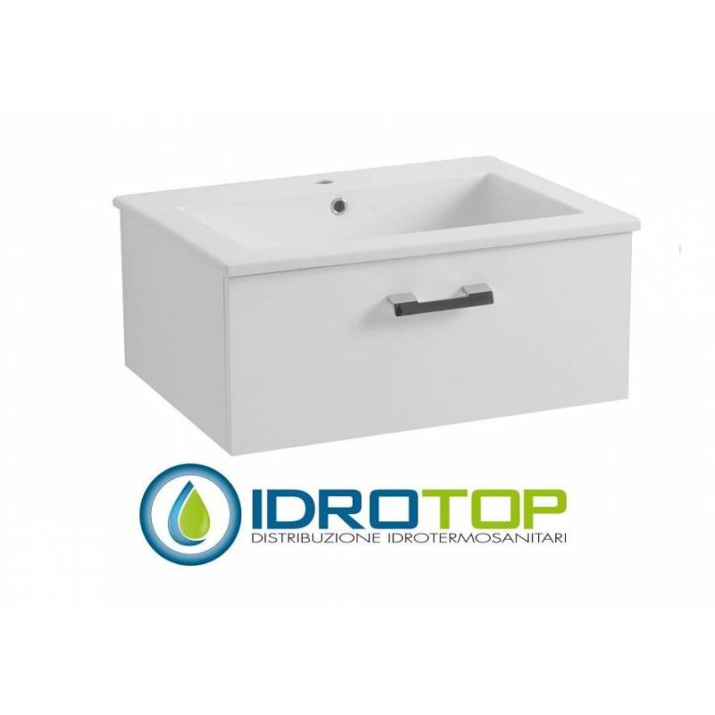 Lavabo 72x52 in Ceramica DROP con 1cassetto,sifone,piletta,troppopieno e fissaggi per lavabo BIANCO Colavene