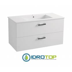 Lavabo 107X52 in Ceramica con 2 cassetti BIANCO DROP ,sifone,piletta,troppopieno e fissaggi per lavabo BIANCO Colavene
