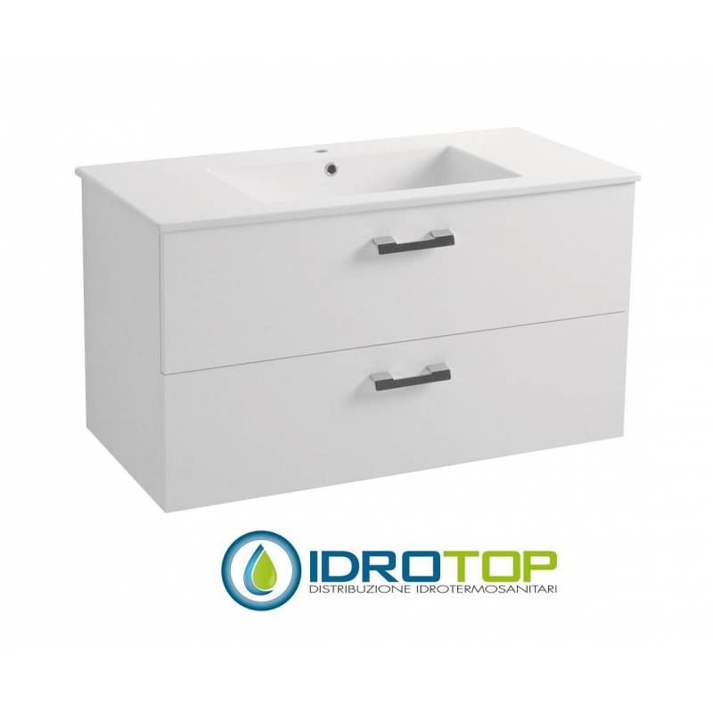 Lavabo 107X52 in Ceramica con 2 cassetti BIANCO DROP ,sifone,piletta,troppopieno e fissaggi per lavabo BIANCO Colavene
